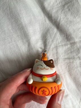 Lucky Cat rubber Keychain Charm